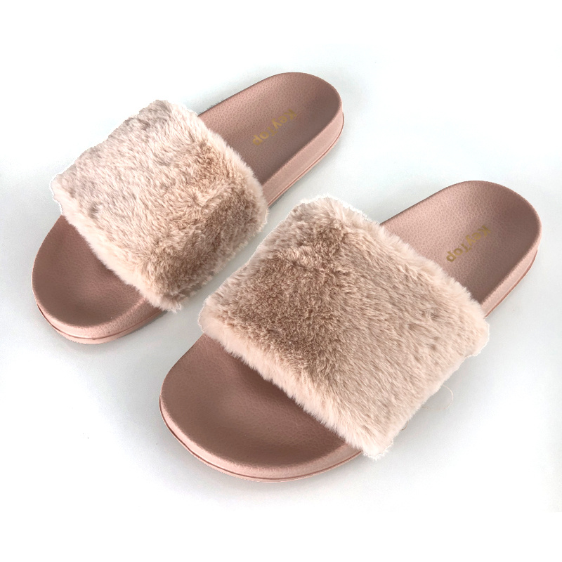 Plush-band slippers — Textured band · open toe