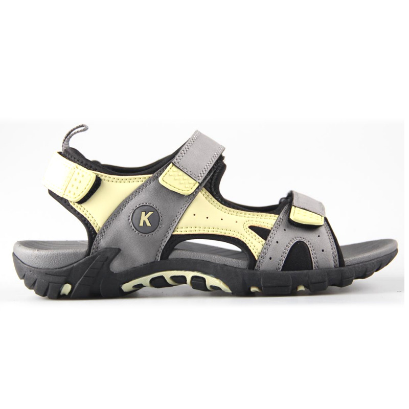 Grey-and-yellow sandals — Multiple closures · heel strap