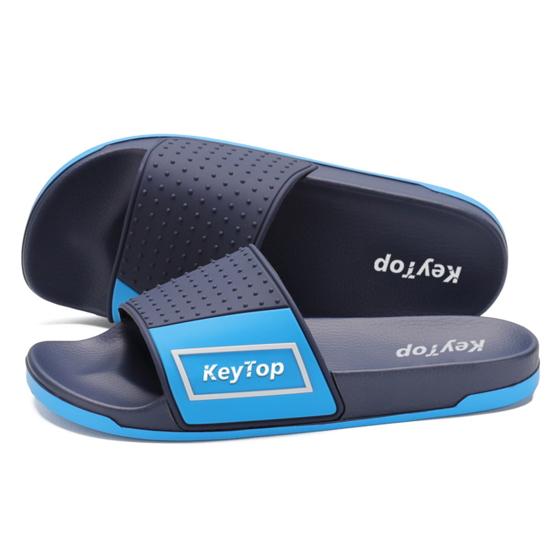 Colour-block slides — Contrasting band panels · open toe